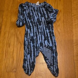 Kate Quinn Blue and Black Striped Kids Footie